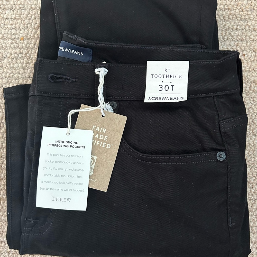 J.Crew 8" toothpick jean in true black size 8 tall - NWT